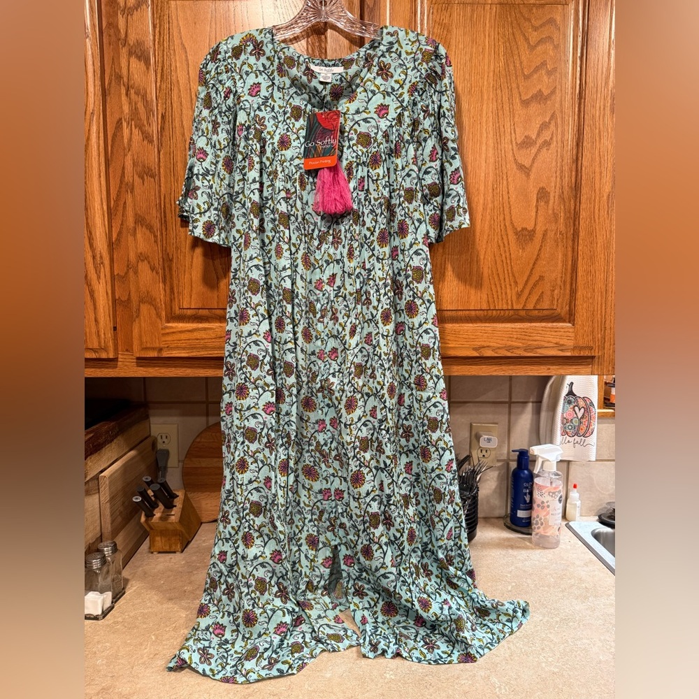 Floral Patio Dress in Floral Blue and Pink NWT Go Softly Patio Size M